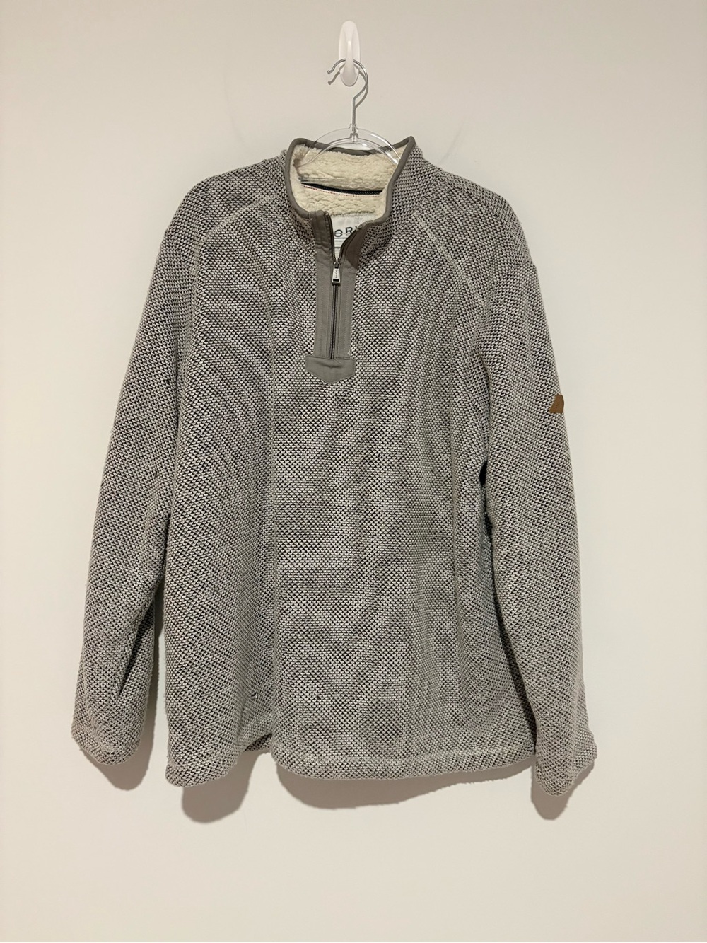 Orvis Sherpa Lined 1/4 Zip Pullover Knit Sweater Gray men’s XXL